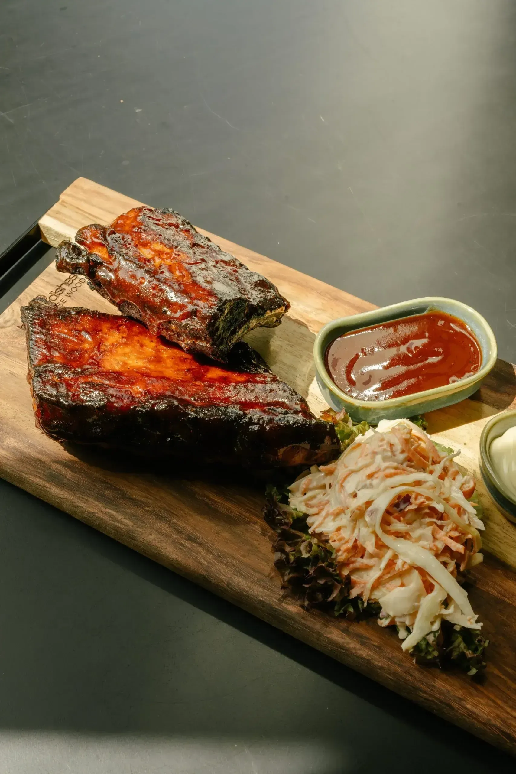 A shared board of food prepared by the team