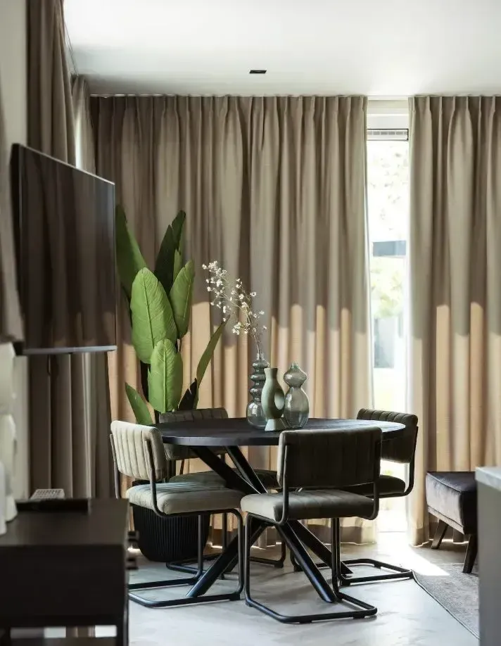 Living room with soft curtains and daylight